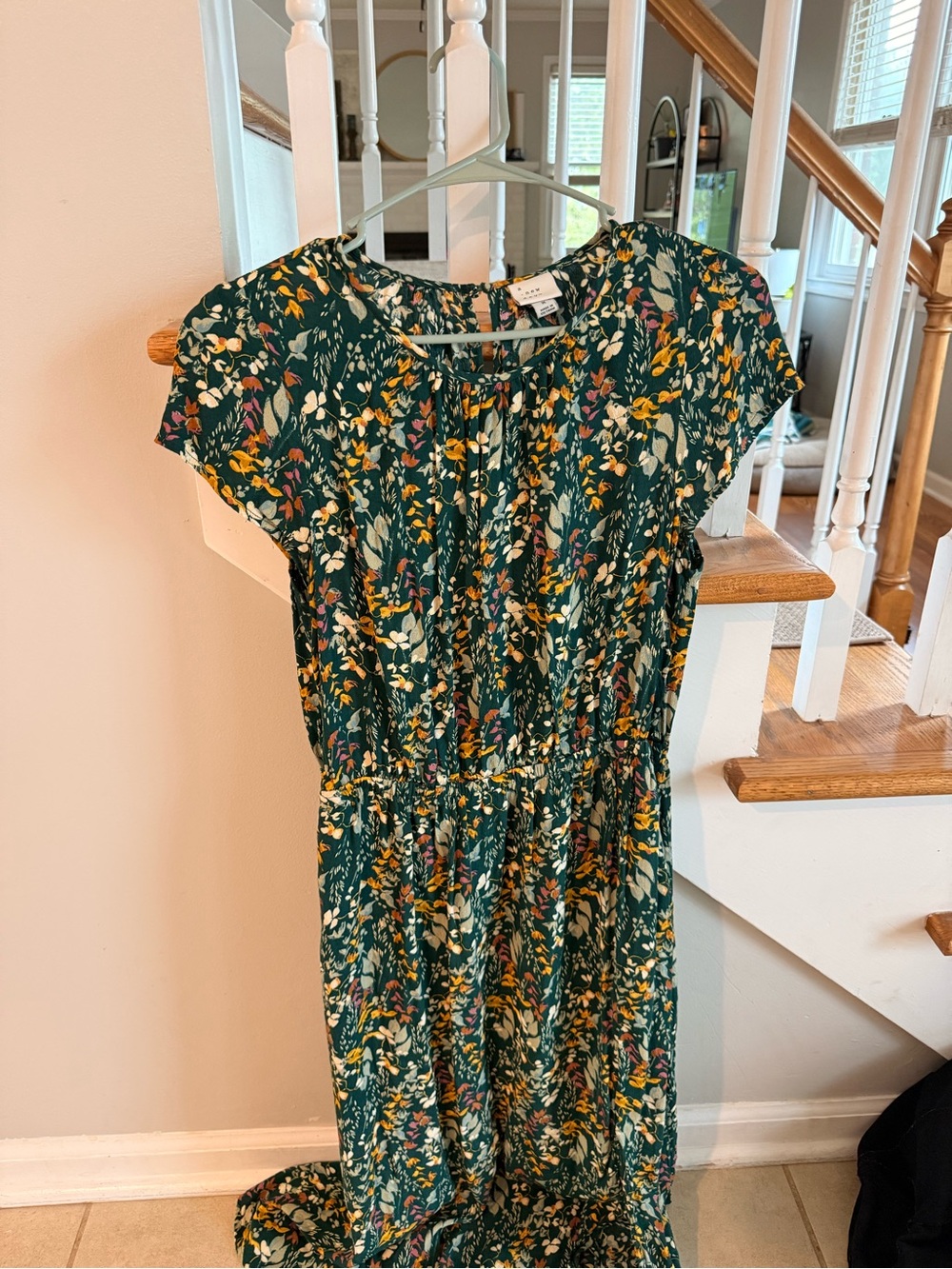 a new day Teal Green Floral Short-Sleeve Midi Dress